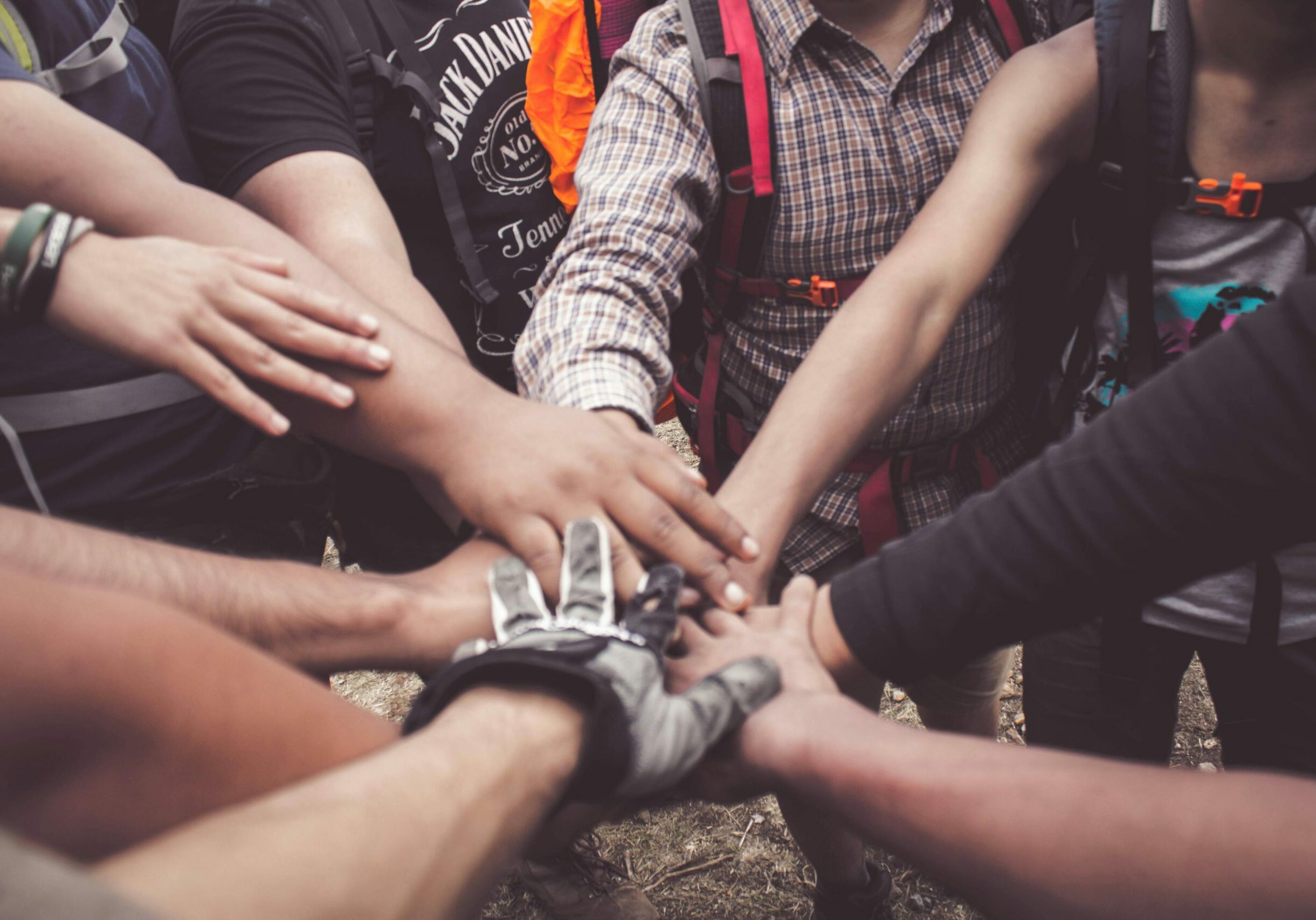 Group hands in stack